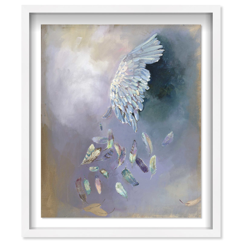 Oliver Gal Michaela Nessim - Wings of Hope Abstract - Luxury Shadowbox Framed Wall Art, 46.5" H x 37.5" W, White