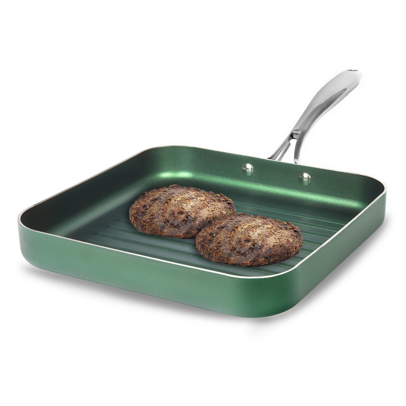 Poêle gril antiadhésive en aluminium 10,5 po Granitestone Emerald