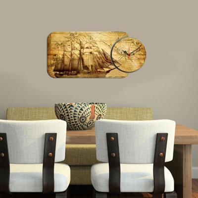 Chic Decorative Wall Clock Set (2 Pieces), Modern Design, 26.8 x 12.6 inches | 100% MDF Construction, Thickness: 0.1 inches | Perfect for Living Room, Office, or Bedroom Decor, Stylish and Functional Timepieces