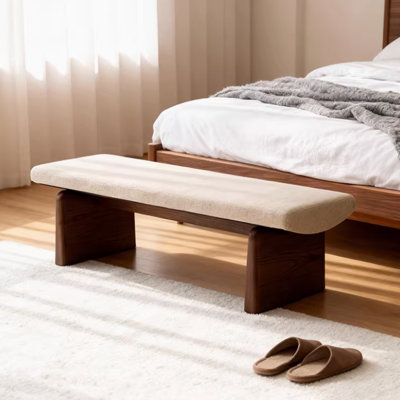 Banc rembourré en bois massif blanc
