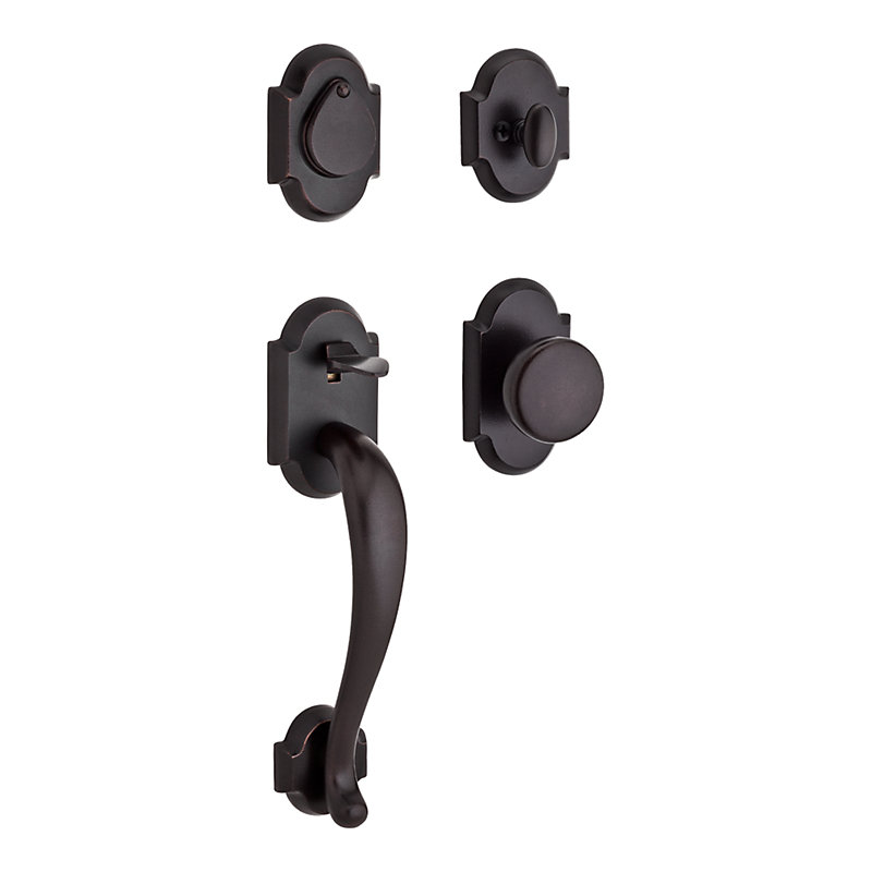 Adirondack Handleset with Single Cylinder Deadbolt and Arch Door Lever and Rustic Arch Rosette, Yes, Keyed Alike, Right