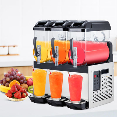 Triple Tank 860W Commercial Slushie Machine – 9.5 Gal Stainless Steel Frozen Drink Maker with Self-Cleaning