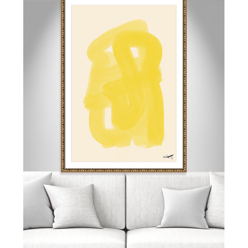 «Matin Dete Print» par N.Atelier, H 54,5 po x l 38,5 po x P 1,125 po, Reproduction encadrée de perles dorées avec pass