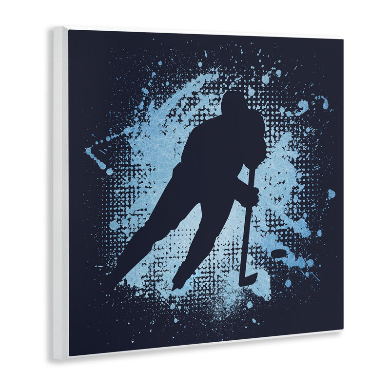 «Hockey Stance Blue Splash», art mural par Jim Baldwin