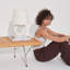 Lampe de table moderne à DEL 15,5 po avec base circulaire en céramique et abat-jour en coton naturel Chloe