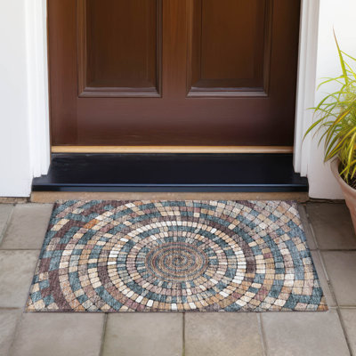 Machine Washable Indoor/Outdoor Husby ACN2216 Geometric Rug