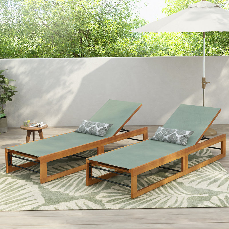 Set Of 2 Outdoor Chaise Lounge, Mint Green, 2