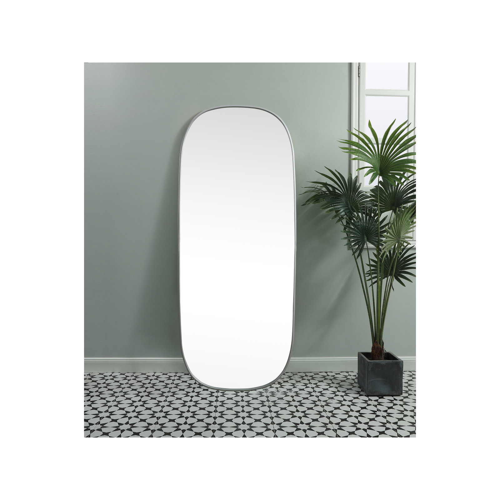 Bertin Metal Oval Wall Mirror, 60"  x 24" , Silver