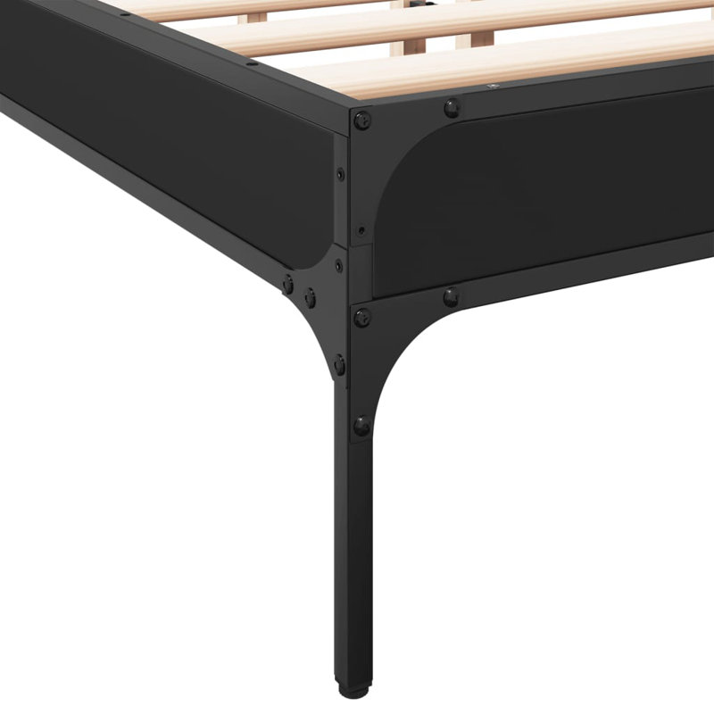Vidaxl Bed Frame Metal, Black, Double (4'6)