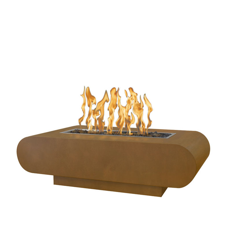 La Jolla Steel Propane/Natural Gas Fire Pit, Natural Gas, 15" H x 48" W x 28" D, Corten Steel