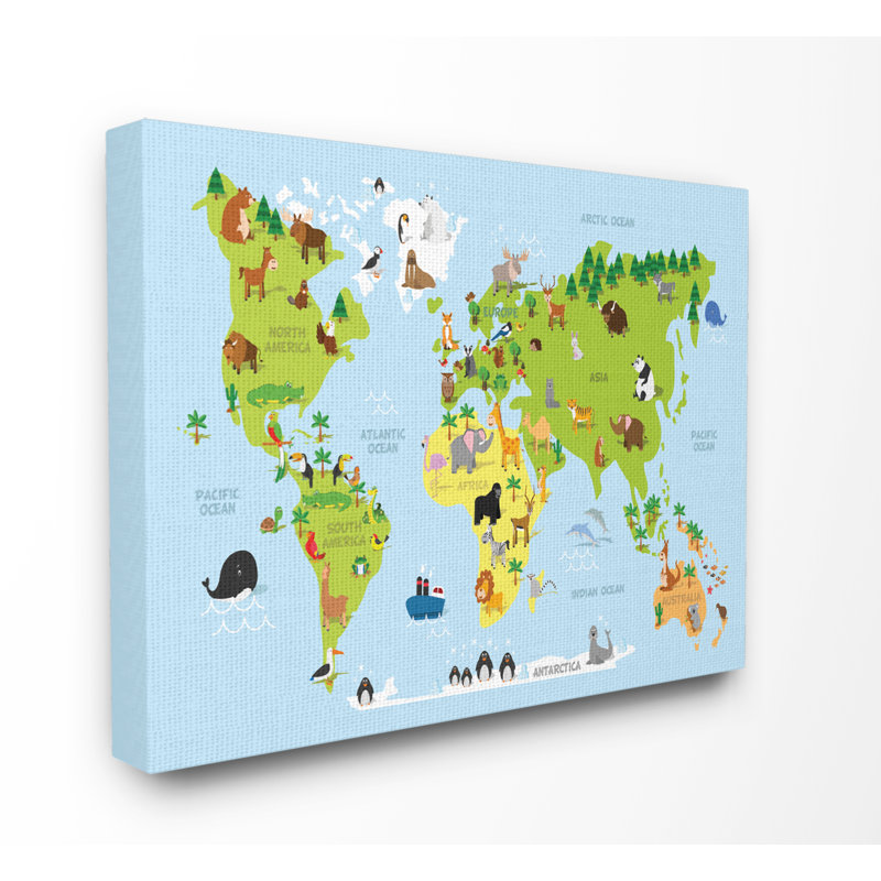 Carte du monde de Fester, H 24 po x l 30 po x p 1,5 po, Toile tendue