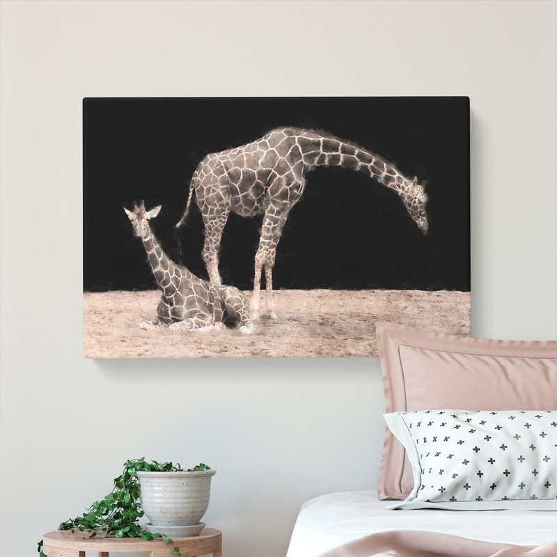 Two Giraffes - Wrapped Canvas, 40cm H x 60cm W x 3cm D