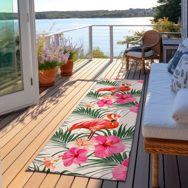 Braggs Washable Floral Indoor / Outdoor Rug, Runner 2'3" x 7'6"