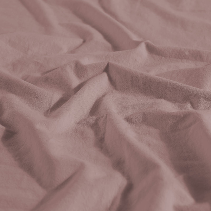 Woodrose and White Cotton Reversible Queen Duvet Cover Set