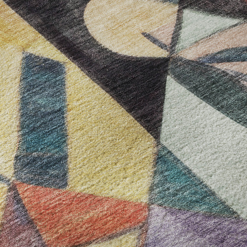 Premium Machine Washable Lubbers AMF1758 Abstract Rug, Rectangle 1'8" x 2'6"