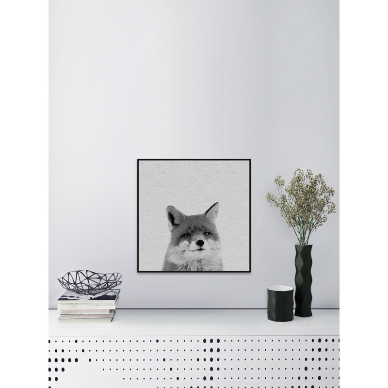 Foxy Surprise II - Drawing on Canvas, 61cm H x 61cm W x 4cm D