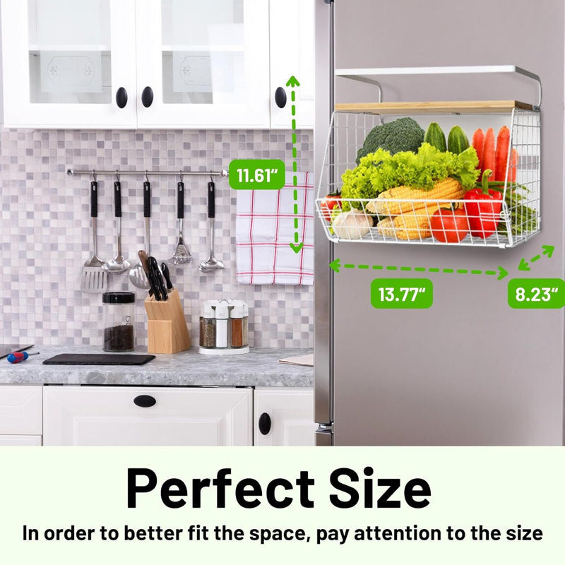 2-pack Magnetic Fridge Shelf With Wood Lid White