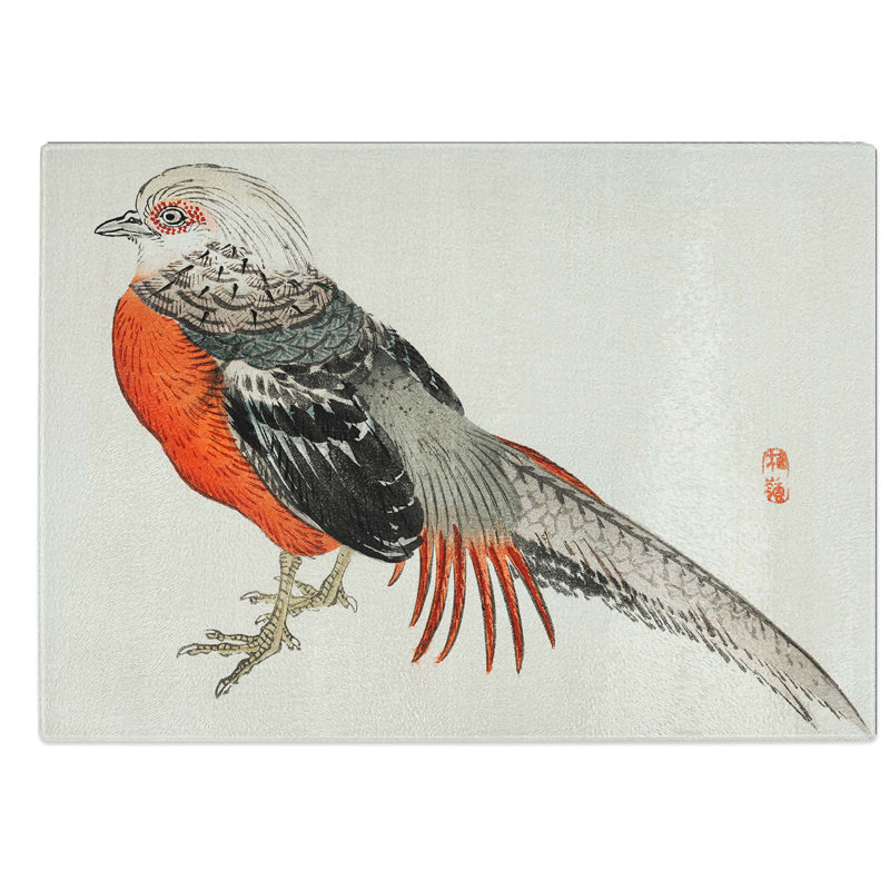 Glass Japanese Pheasant by Kono Bairei Chopping Board, 28.5 cm W x 20 cm L