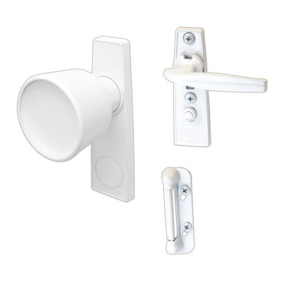 Loquet à bouton tulipe, trous de fixation de 1 3/4 po, blanc (paquet de 1)