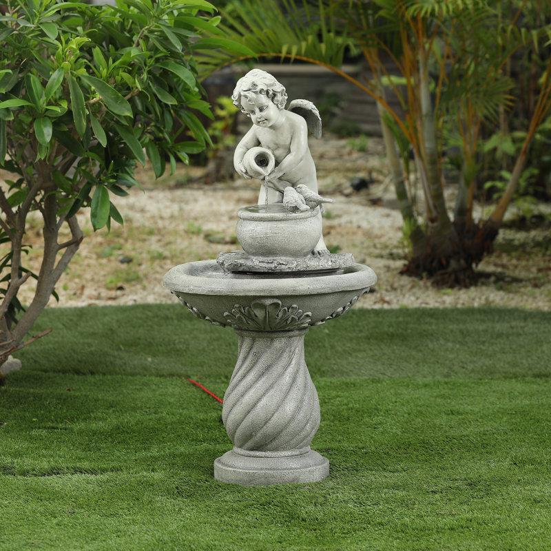 Arsheen 33'' Outdoor Resin Angel Patio Fountain