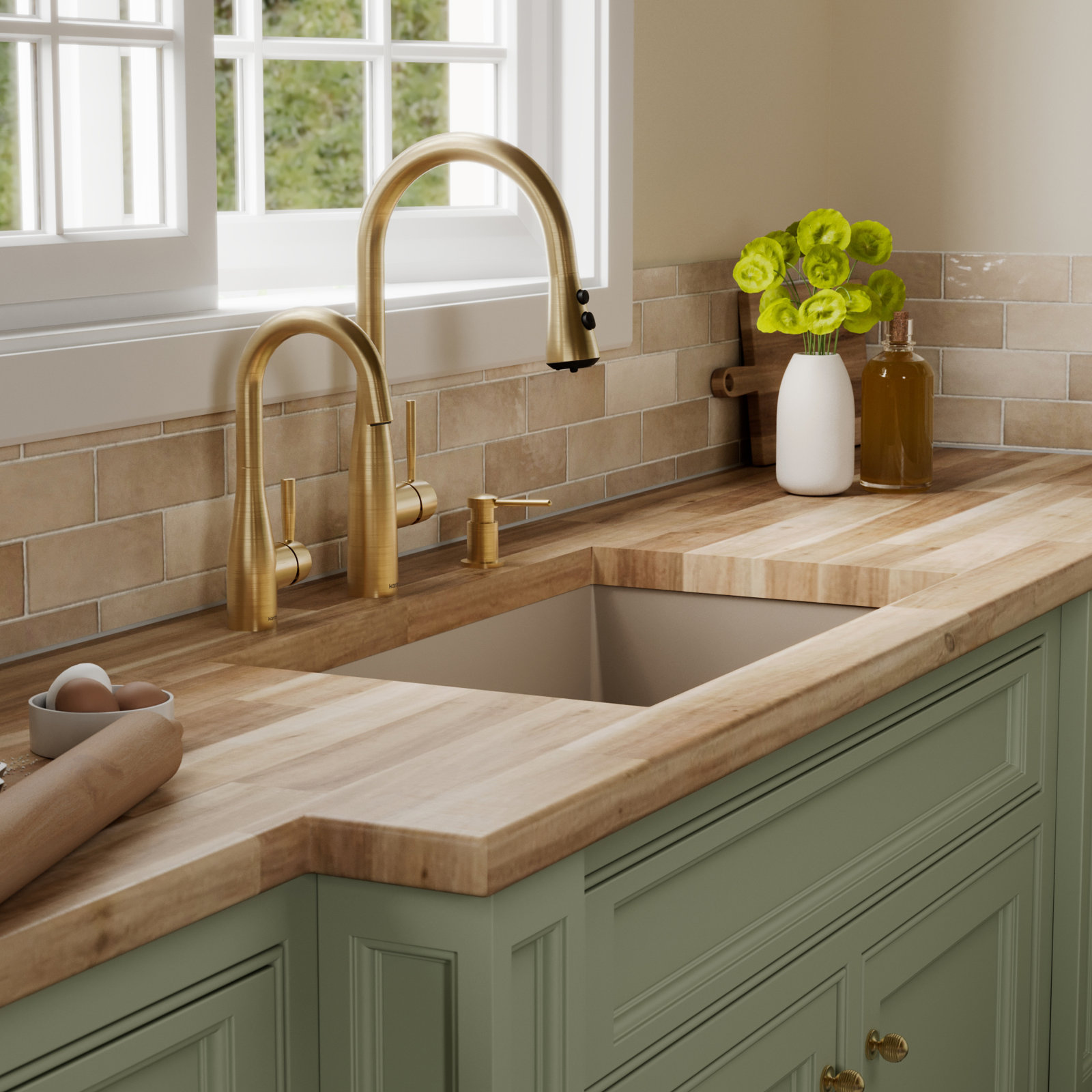 32" Undermount Quartz Composite Sink, Concrete