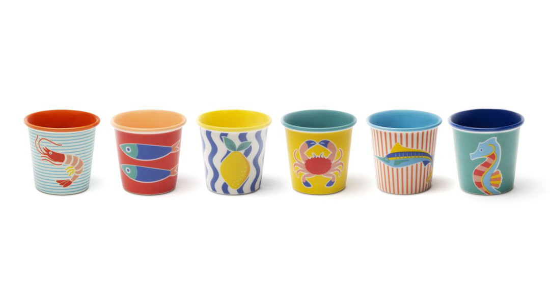 Excelsa set of 6 espresso cups Corfu' porcelain 9 cl