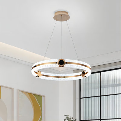 1 - Light Gold LED Wagon Wheel Pendant