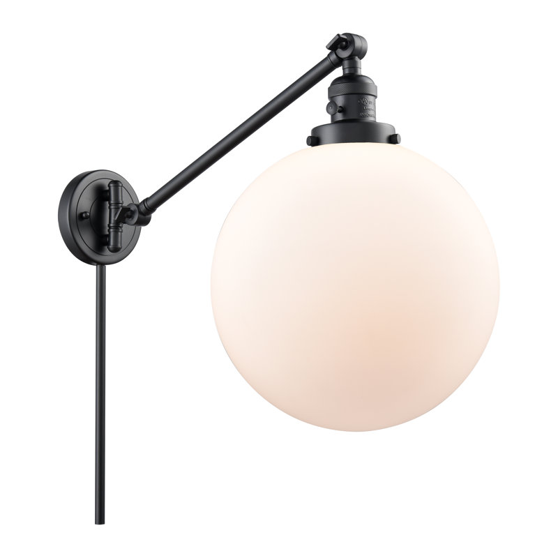Bras pivotant à 1 lumière à intensité variable, Blanc mat, Noir mat