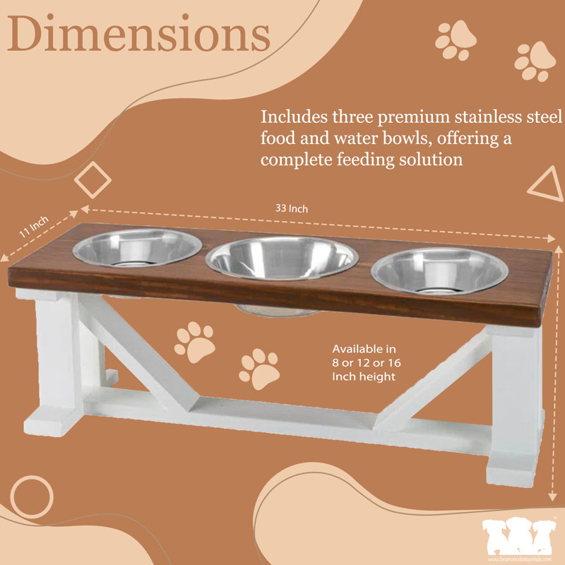Elevated Feeder, 12", Gray/White