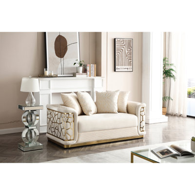G0997a-l, 26" Height X 68" Width 36" Depth, Suede Fine, Gloss Brass Trim Attractive, Hardwood Frame Robust, Arm And Back Fabric Distinctive, Ready To Improve Your Living Experience With Comfort