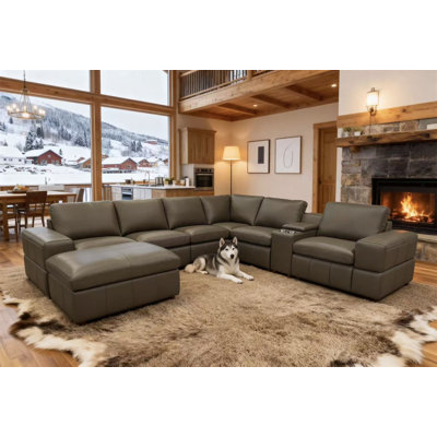 Large Arm Leather Match Upholstery Modular Sectional