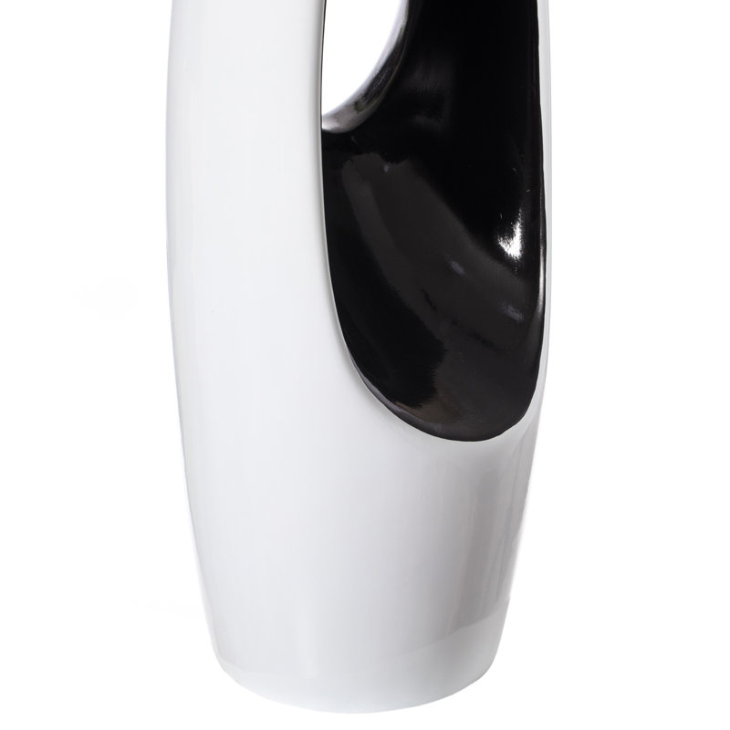 Vase à fleurs moderne au design unique et blanc avec intérieur noir, pour le salon, le vestibule ou la salle à manger, 43 pouces