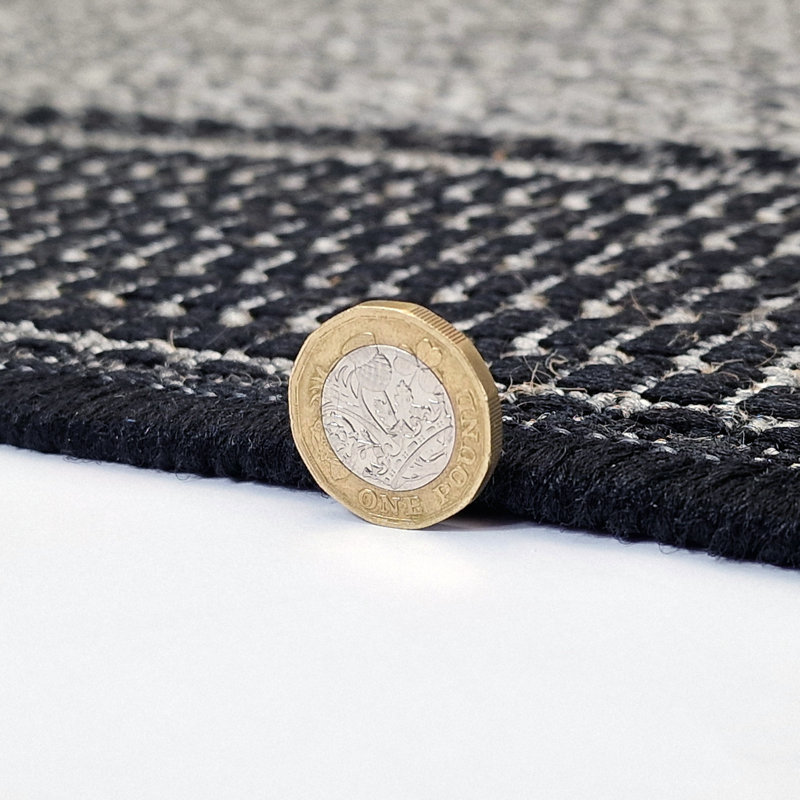 Non Slip Border Rug Flat Weave Kitchen Living Room Carpet, Grey, Rectangle 160 x 225 cm