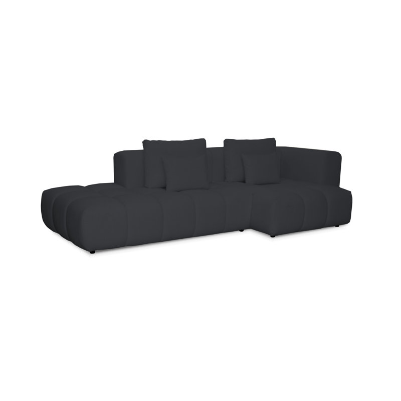 4 Seater Sofa & Chaise, Black, Right Hand Facing