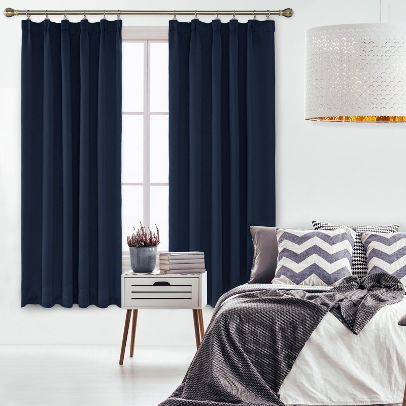 Farhod Blackout Curtain Pair, Navy Blue, 168cm Width x 183cm Drop