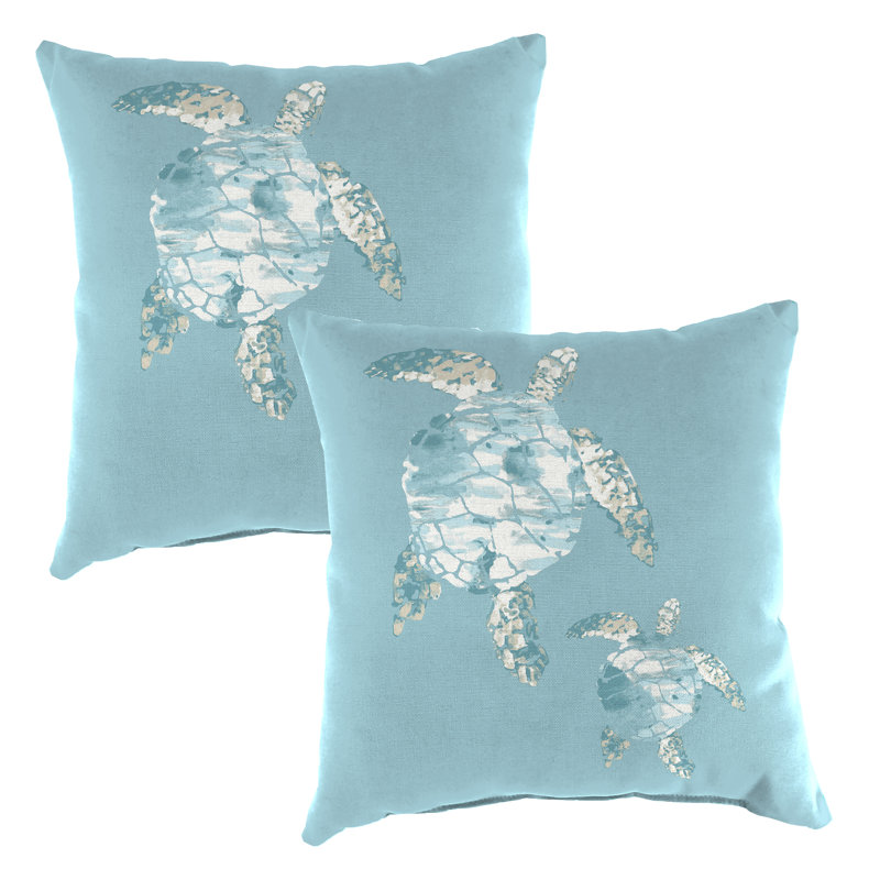 Coussin extérieur 16 po x 16 po (ensemble de 2), Seacoral turquoise