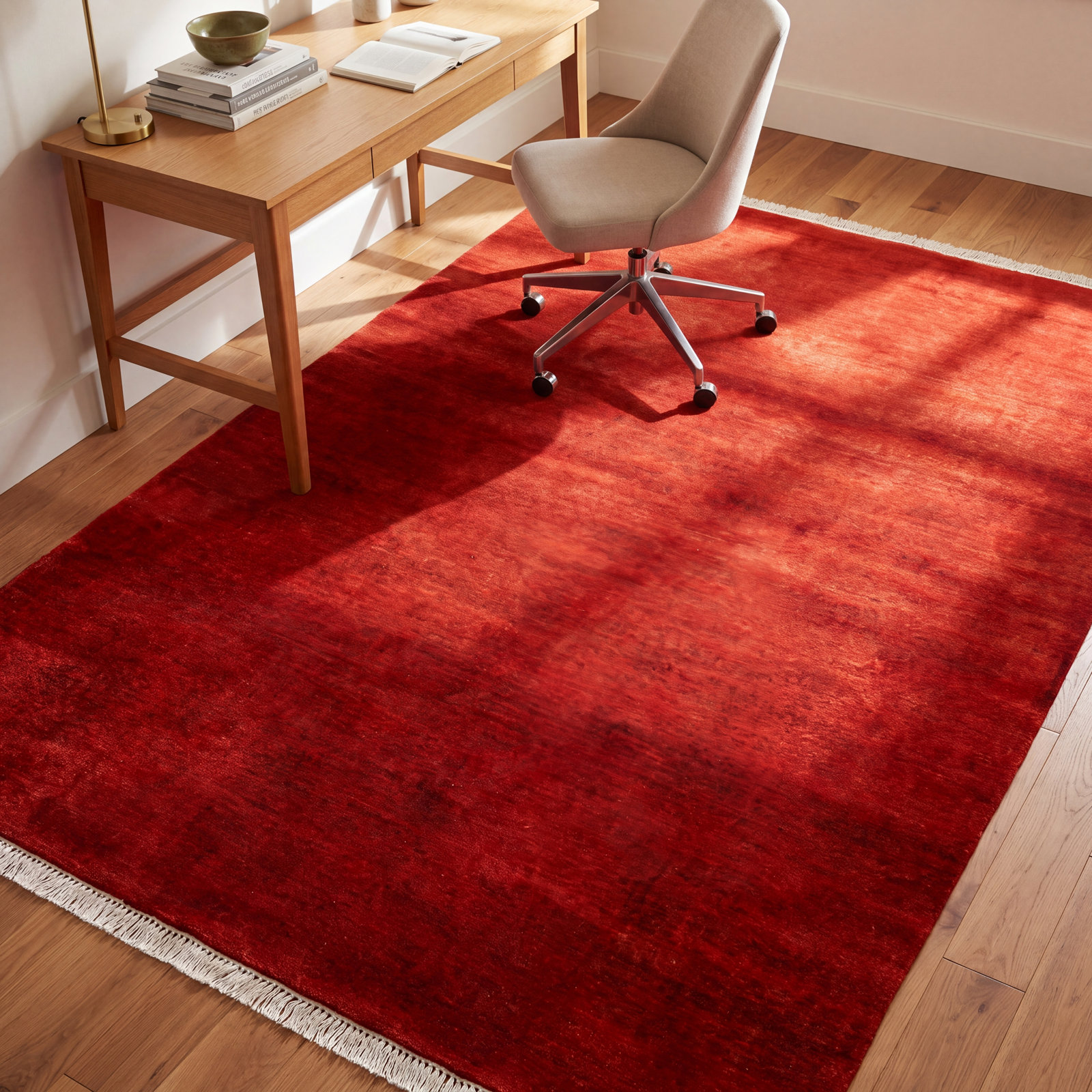 Clio Hand-Loomed Beige Wool Rug, Rectangle 8' x 10'
