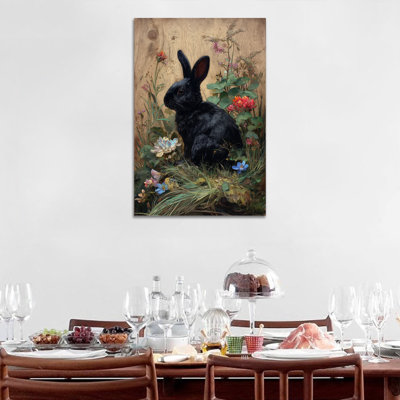 Art mural sur toile de lapin de Timuba - décoration murale de photos de lapin rétro, œuvre de Pâques pour le salon, impressions de toile tendue sur toile, 12 x 18 po