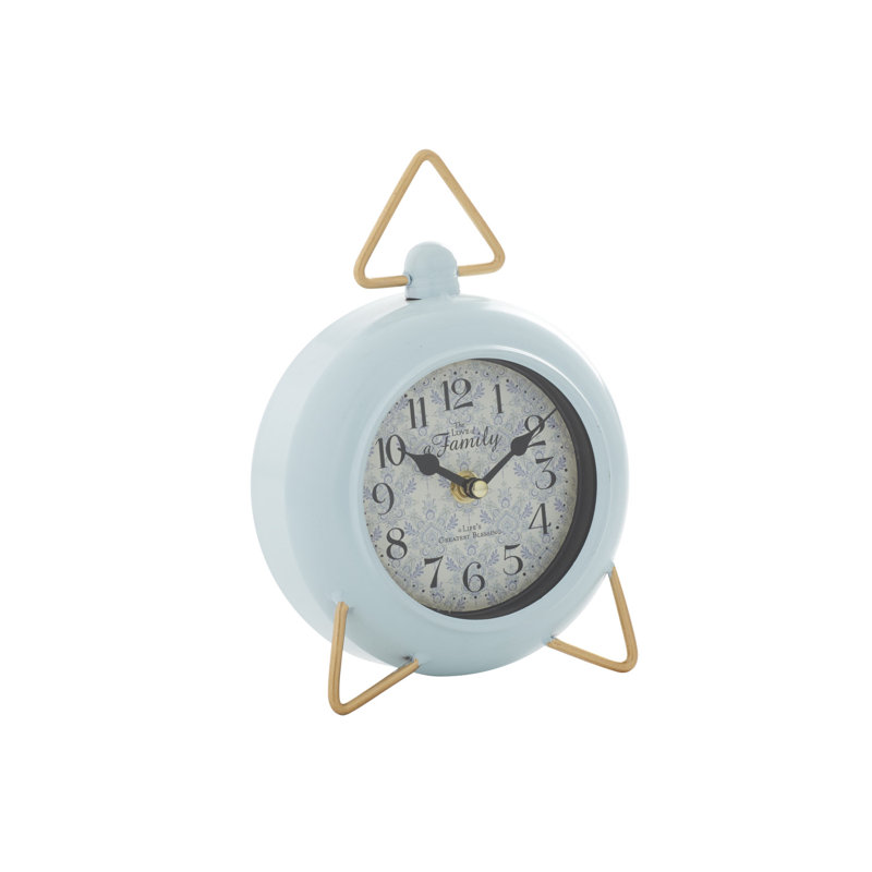 Analog Metal Mechanical Tabletop Clock, Blue