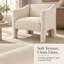 Fauteuil d'appoint moderne en forme de tonneau, fauteuil rembourré en chenille avec accoudoirs fermés, beige-194997924