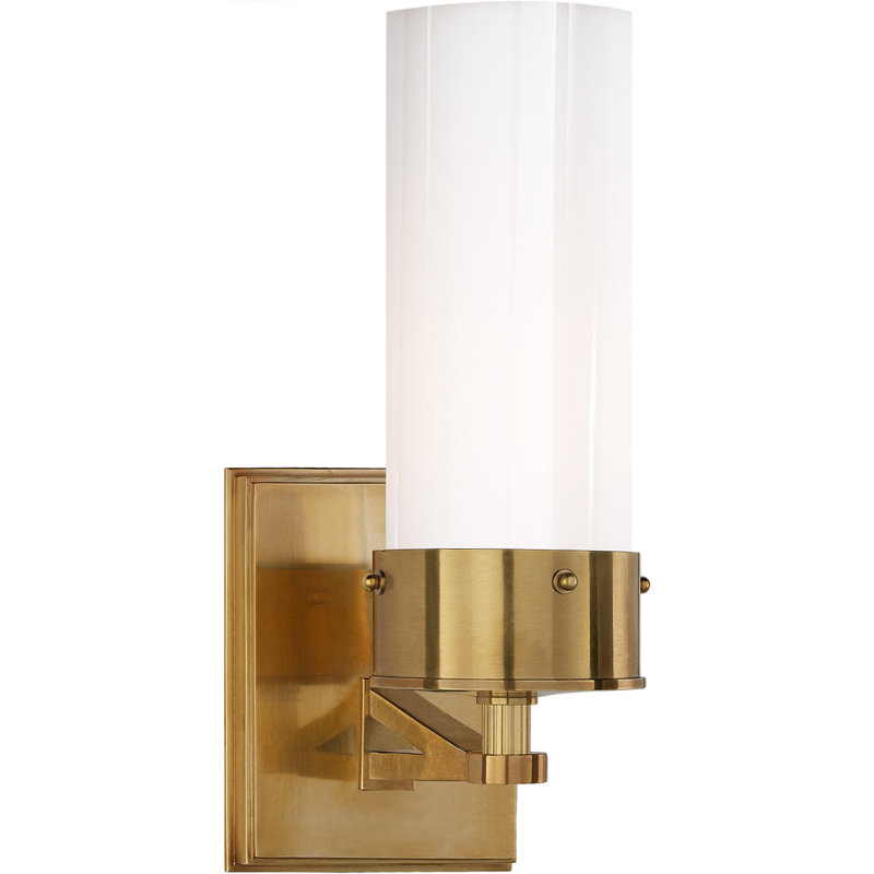 Thomas O'Brien Marais Medium Bath Sconce, Hand-Rubbed Antique Brass, Clear