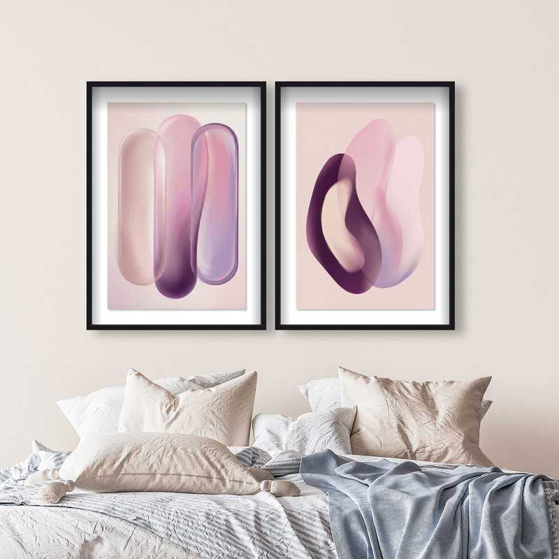 Berry Love Set Shadowbox Abstract Print by Oliver Gal, Black Frame, 10 x 15, 93"H x 63"W, Black Shadowbox