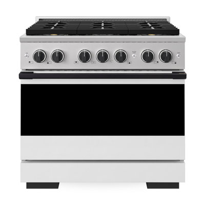 Zline 36 in. Marino Dual Fuel Range with 6 Burner DuoPro Cooktop & Convection Oven w/ White Door