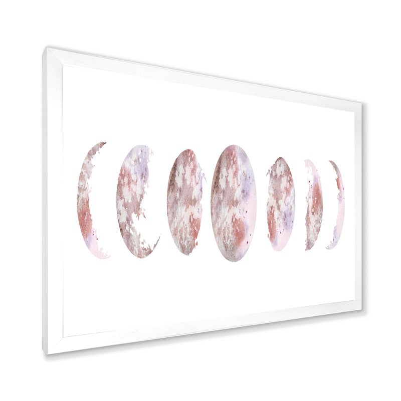 Phases de lune - Impression sur toile, H 16 po x l 32 po x p 1 po, Cadre photo blanc
