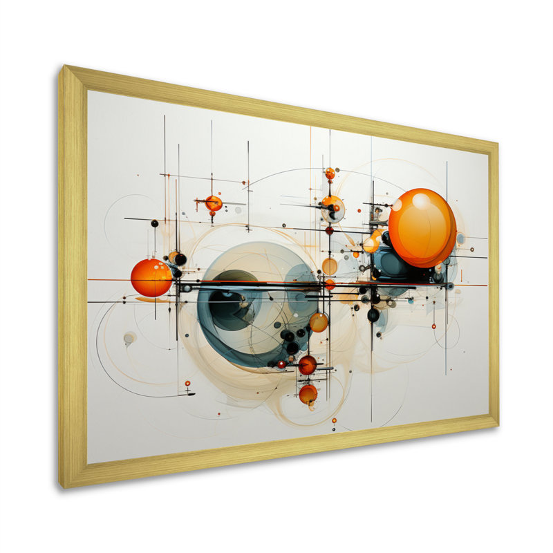 Janielle Teal Orange Line Art Conceptual Abstractions II sur toile, H 30 po x l 40 po x P 1,5 po, Cadre doré simple