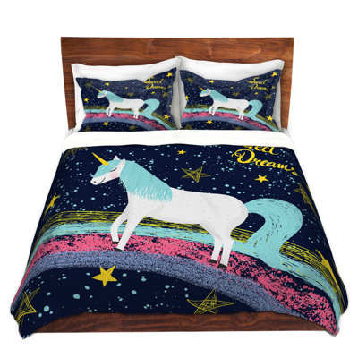 Ensemble de housse de couette en microfibre DiaNoche par Metka Hiti - Unicorn Dreams Rainbow