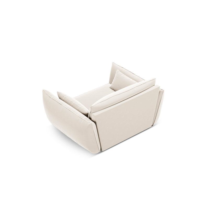 Lindasy Velvet Armchair, Light Beige 100% Polyester
