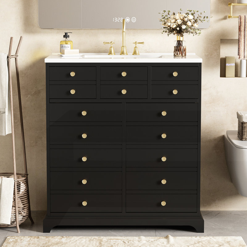 30" Bathroom Vanity with Ceramic Sink Combo