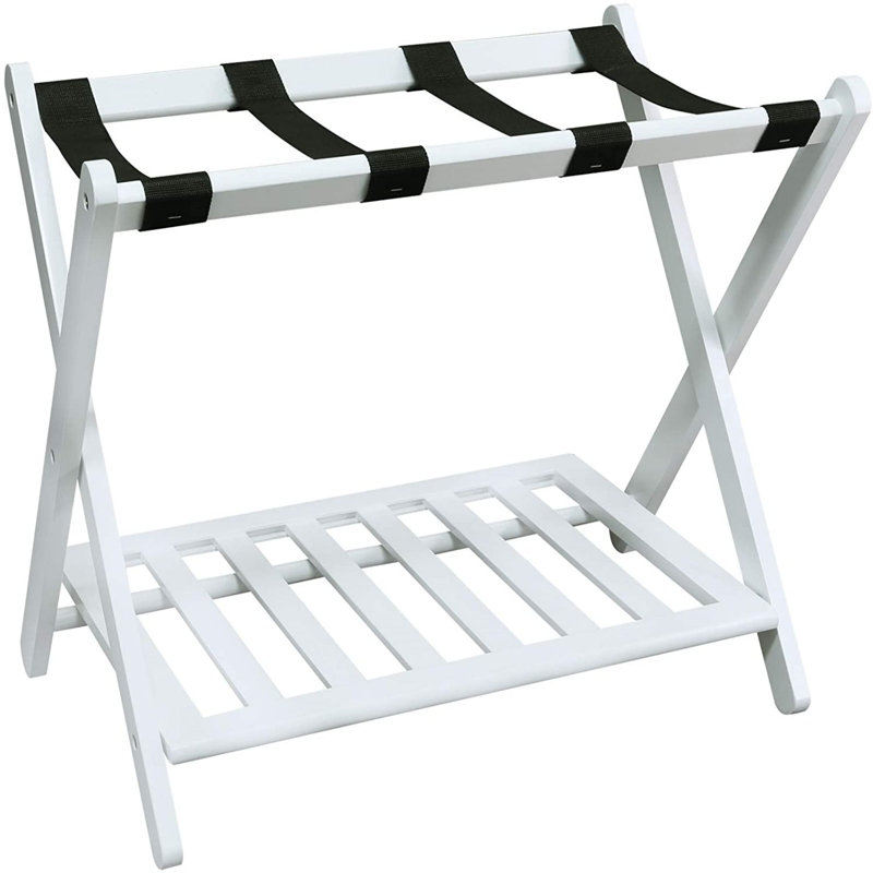 Porte-bagages pliable en bois, Blanc, H 22,25 po x l 26,75 po x P 16 po