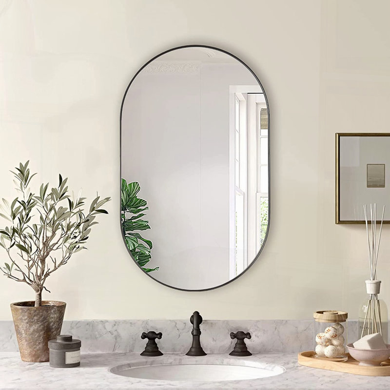 Nehan Oval Wall Mirror, 33" x 20", Gold